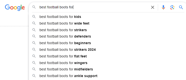 best football boots auto suggest