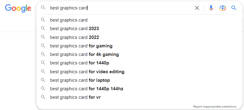 best graphic card auto complete example