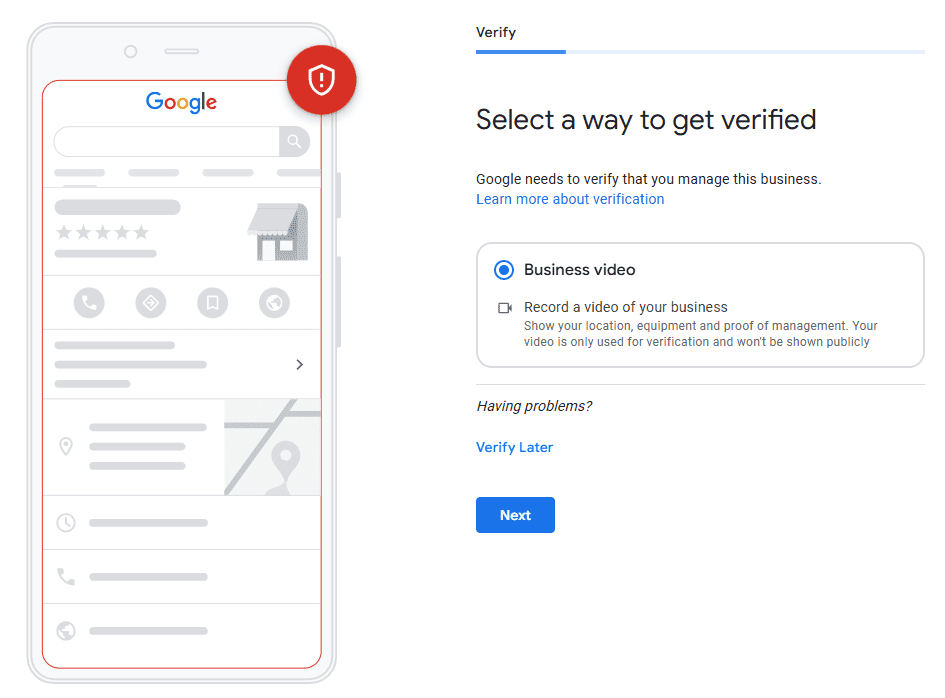 Google Business Profile business video option
