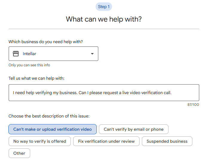 video verification request